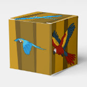 Exotische papegaaien in het bos verjaardag bedankdoosjes (Voorkant Zijde)