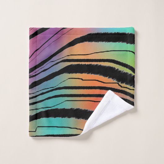 Exotische Regenboog Zebra Dierenprint Poly Katoen Bad Handdoek (Wasdoekje)