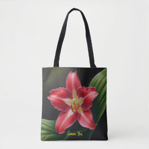 Exotische Rode Lelie Bloem-Luxueuze Bloem Illustra Draagtas