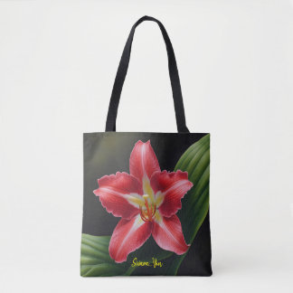 Exotische Rode Lelie Bloem-Luxueuze Bloem Illustra Draagtas