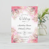 Exotische roze anananas bruiloft kaart (Staand voorkant)