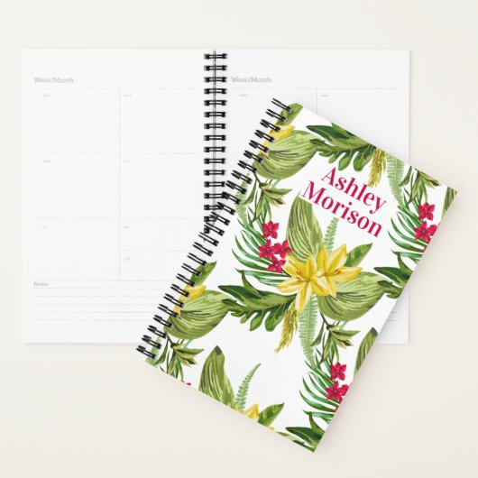 Exotische roze en gele bloemen planner (Display)
