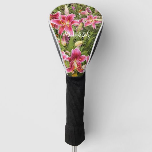 Exotische roze tijger Lily Golf Head Hoesje Golfheadcover (Voorkant)