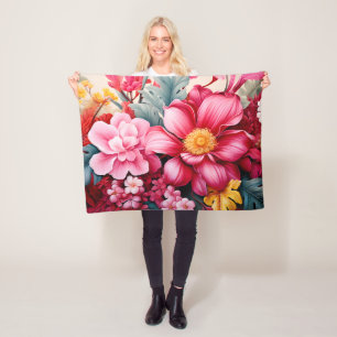 Exotische Roze Tropische Bloementuin Fleece Deken