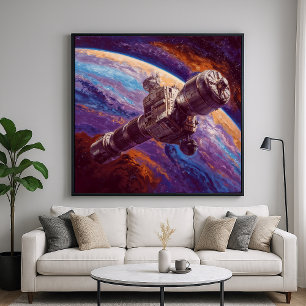 Exotische satelliet - Space Tech Illustration Styl Poster