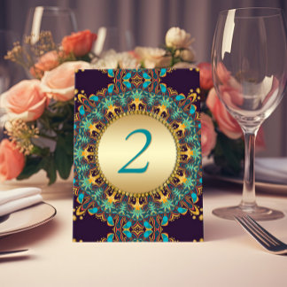 Exotische Teal Donkerblauwe Gouden Tribale Mandala Kaart