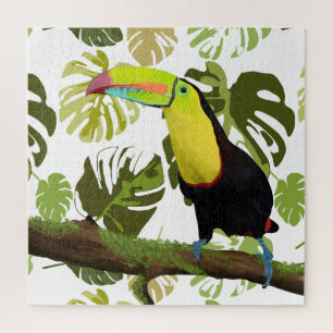 Exotische Toucan en Monstera bladeren Legpuzzel