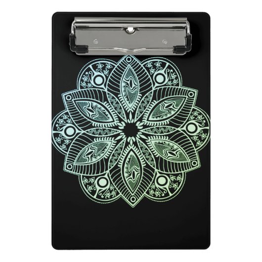 Exotische tribale groene gradiënt Mandala Mini Klembord (Voorkant)