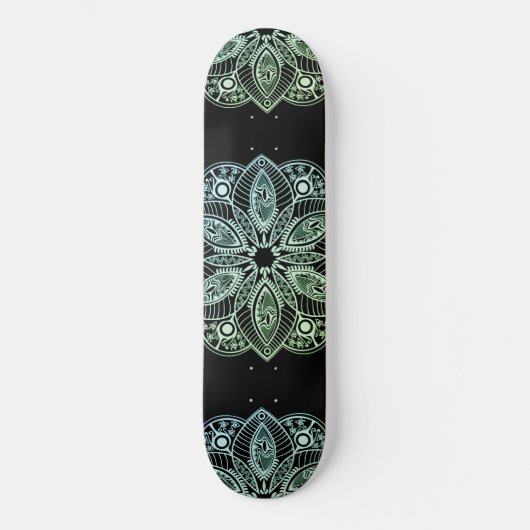 Exotische tribale groene gradiënt Mandala Skateboard (Voorkant)