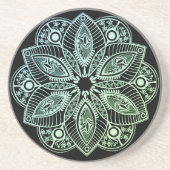 Exotische tribale groene gradiënt Mandala Zandsteen Onderzetter (Voorkant)