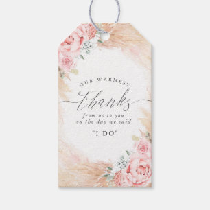 Exotische Tropen Bloemen Pampas Gras Huwelijkscade Cadeaulabel