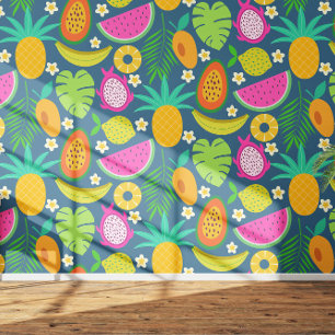 Exotische tropische ananas banaan Dragon fruit Behang