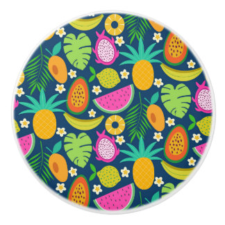 Exotische tropische ananas banaan drakenfruit keramische knop