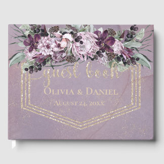 Exotische Tropische Aquarel Bloemen Gouden Glitter Gastenboek