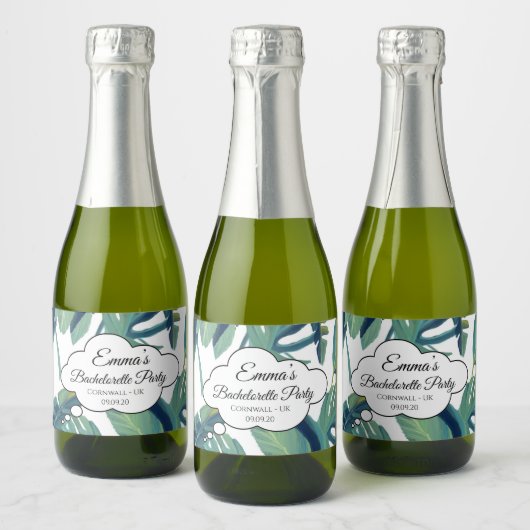 Exotische tropische bachelorette Cocktail Party fl Sparkling Wijnetiket (Flessen)