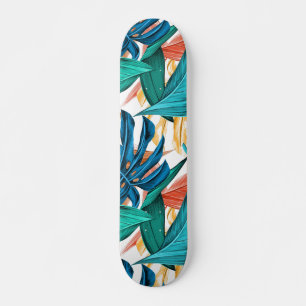Exotische tropische bladzijden afdrukken skateboard