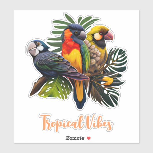 Exotische tropische kleurrijke tuinvogels sticker (Vel)