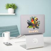 Exotische tropische kleurrijke tuinvogels sticker (Laptop op bureau)