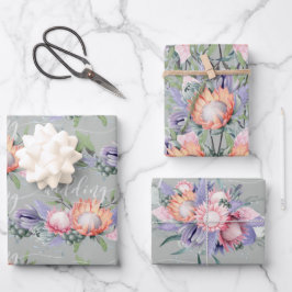 Exotische Tropische Koning Protea Waterverf Inpakpapier Vel