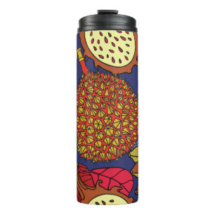 Exotische tropische mix van vruchten. Helderbloemn Thermosbeker