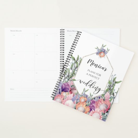 Exotische Tropische Protea Waterverf Bruiloft Plan Planner (Display)