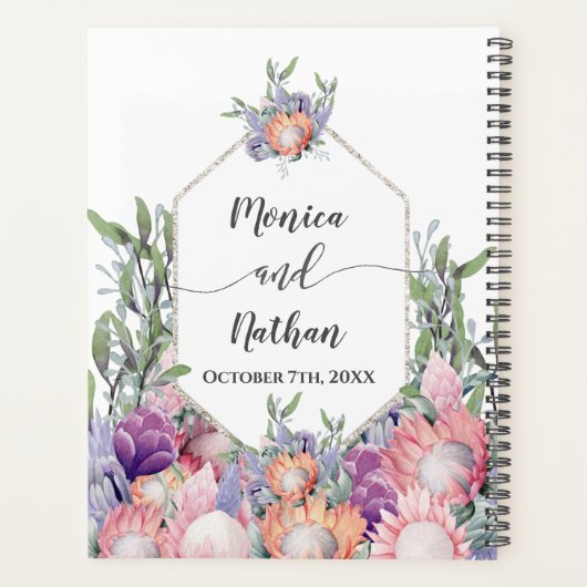 Exotische Tropische Protea Waterverf Bruiloft Plan Planner (Achterkant)
