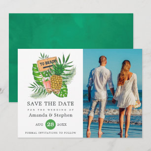 Exotische Tropische Strand Foto Bruiloft Save The Date