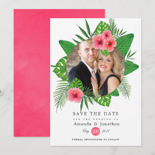Exotische Tropische Strand Foto Bruiloft Save The Date