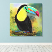 Exotische tropische Toco Toucan-vogel - Schilderen Canvas Afdruk (Insitu (Houten vloer))