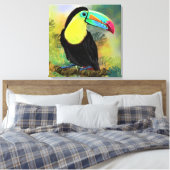 Exotische tropische Toco Toucan-vogel - Schilderen Canvas Afdruk (Insitu (Slaapkamer))