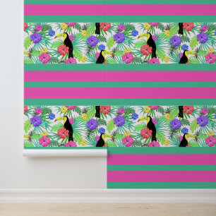 Exotische tropische vogelbloemen behang