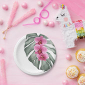 Exotische tropische Waterverf opgerolde orchideeën Papieren Bordje (Feest)