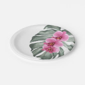 Exotische tropische Waterverf opgerolde orchideeën Papieren Bordje (Gekanteld)