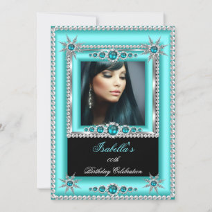 Exotische Turquoise Aqua Sneeuwvlok Foto Verjaarda Kaart