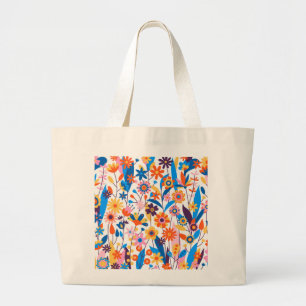 Exotische veelkleurige bloemenachtergrond-32939 grote tote bag