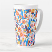 Exotische veelkleurige bloemenachtergrond-32939 latte mok (Rechterhoek)