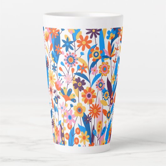 Exotische veelkleurige bloemenachtergrond-32939 latte mok (Voorkant)