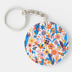 Exotische veelkleurige bloemenachtergrond-32939 sleutelhanger