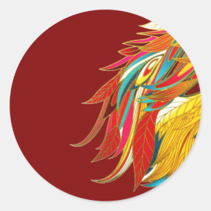 Exotische veren rood ronde sticker