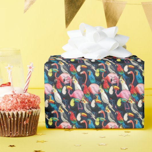 Exotische vogels cadeaupapier (Verjaardagsfeest)
