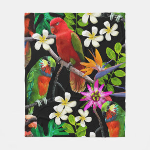 exotische vogels en mooie bloemen fleece deken