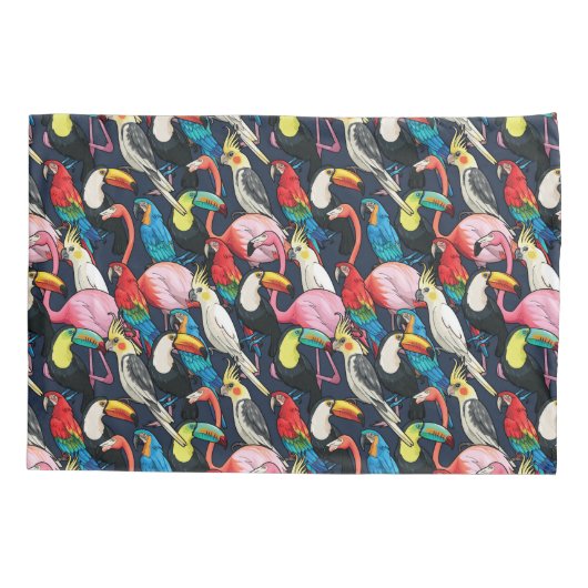 Exotische vogels kussensloop (Achterkant-Links)