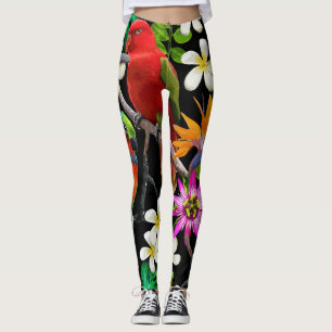 Exotische Vogels Mooie Bloemen Patroon Leggings