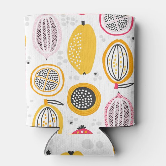 Exotische vruchten Hand-getrokken: Zomer Blikjeskoeler (Achterkant)