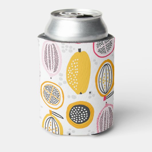 Exotische vruchten Hand-getrokken: Zomer Blikjeskoeler (Blikje Achterkant)