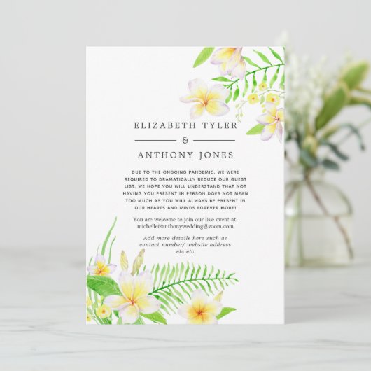 Exotische Waterverf Frangipani - lijst met minder  Aankondiging (Staand voorkant)