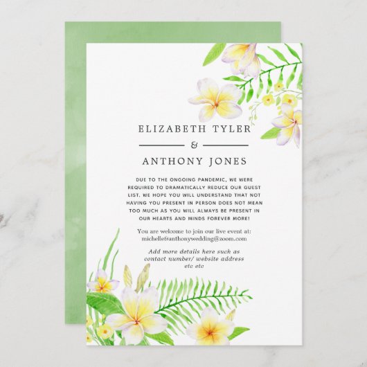 Exotische Waterverf Frangipani - lijst met minder  Aankondiging (Voorkant / Achterkant)