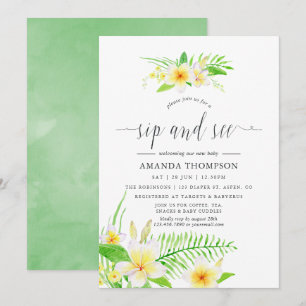 Exotische Waterverf Frangipani Sip en zie Kaart