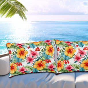 Exotische Waterverf Hawaiian Floral Accent Kussen