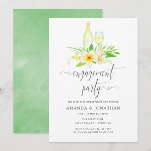 Exotische Waterverf Verlovingsfeest Wijnproeverij Kaart